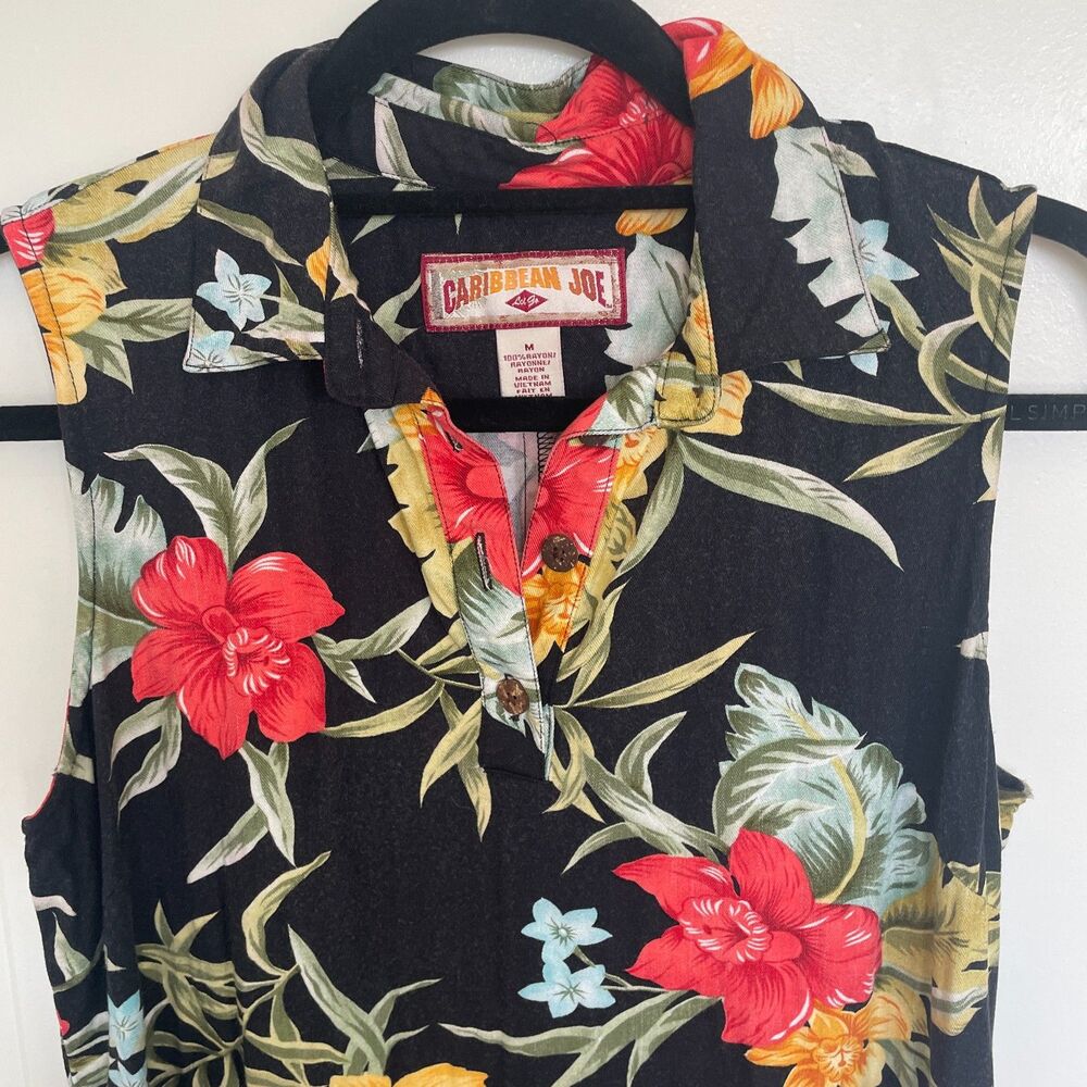 Vtg Caribbean Joe Womens Hawaiian Dress Sz M Tropical Resort Travel Cruise - Picture 7 of 9